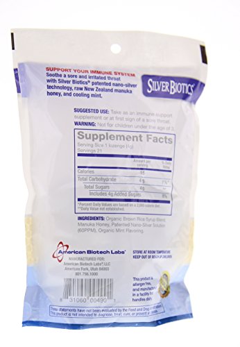 Image 4 of American Biotech Labs Silver Biotics Silver Lozenges w/60ppm SilverSol and Manuka Honey, Mighty Manuka Mint (21 Count) (2 Pack)