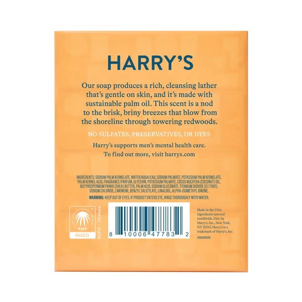Image 3 of Harry's Men's Bar Soap, Redwood Scent, 4 Bars, 4 oz Each