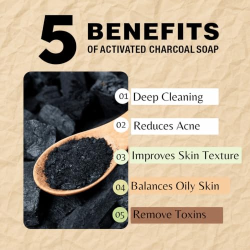 Image 2 of One With Nature Activated Charcoal Soap Bar 4oz 6Pack