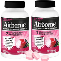 Thumbnail for Image 1 of Default Title for the product Airborne 1000mg Vitamin C  Zinc Immune Support Supplement Chewable Tablets 116 Count (2 Pack)