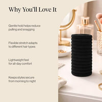 Thumbnail for Image 3 of Kitsch Elastic Hair Ties No Damage | Stretchable Hair Bands - Black, 12pcs