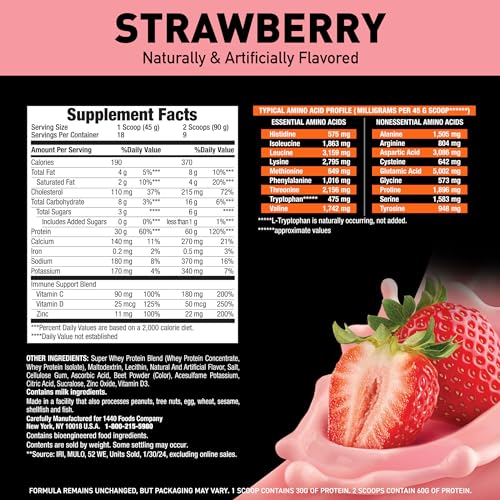 Image 4 of Body Fortress Super Advanced Whey Protein Powder, Strawberry, 1.78 lbs