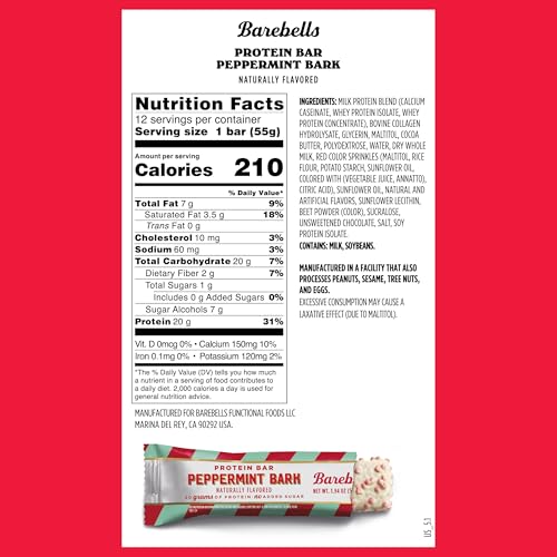 Image 2 of BAREBELLS Barebells Protein Bars Peppermint Bark – 24 Count, 20g Protein, White Chocolate Coated Snack