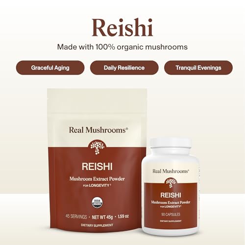 Image 3 of Real Mushrooms Organic Red Reishi Capsules for Wellness, 90ct