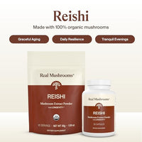 Thumbnail for Image 3 of Real Mushrooms Organic Red Reishi Capsules for Wellness, 90ct