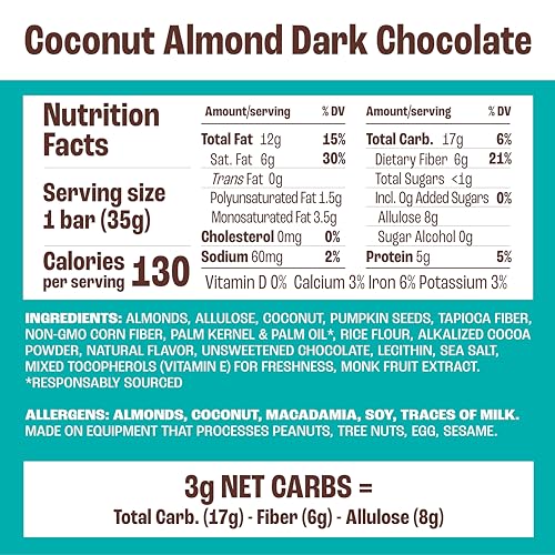 Image 2 of Munk Pack Fiber Nut Bars, 5g Fiber, Coconut Almond Chocolate | 12 Count