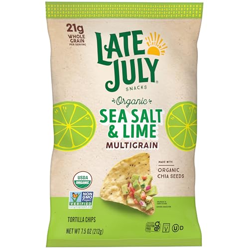 Image 7 of Late July Organic Multigrain Tortilla Chips Sea Salt and Lime 7.5-oz. Bag Pack of 4