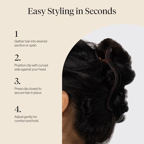 Image 5 of Kitsch Flat Hair Clips for Women - Black & Tortoise, 2pcs