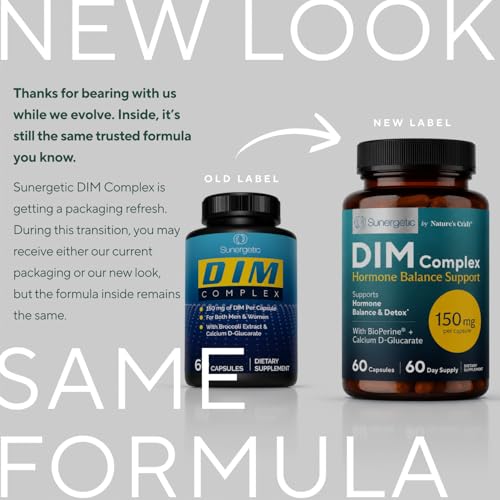 Image 3 of Sunergetic Premium DIM Supplement ??50mg diindolylmethane, Broccoli, Calcium D-Glucarate & Bioperine for Men & Women ??IM Complex for Menopause Support & Balance - 60 Capsules