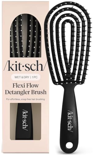 Image 1 of Default Title for the product Kitsch Flexi Flow Detangler Brush, Hair Brushes For Women - Black