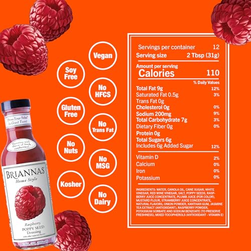 Image 2 of BRIANNAS Home Style Raspberry Poppy Seed Dressing, Gluten Free, 2 Pack