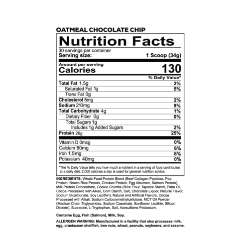 Image 2 of REDCON1 MRE LITE Whole Food Protein Powder, Oatmeal Chocolate Chip - Lactose Free Meal Replacement with Animal Protein Blends - Easy to Digest Formula - Only 4g Carb per Serving (30 Servings)