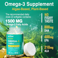 Thumbnail for Image 3 of Nextdia Vegan Omega 3 EPA DHA ALA Supplements + CoQ10, Vitamin D3 K2 for Women Men