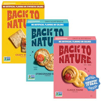 Thumbnail for Image 1 of Default Title for the product Back to Nature Classic Round Crackers + Crispy Wheat Crackers + Stoneground Wheat Crackers, Non-GMO, Plant-Based Snack Cracker, Made with Whole Grains, Snack Happy