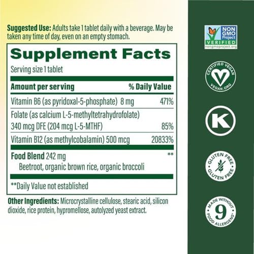 Image 3 of MegaFood Methyl B12, Cellular Energy Metabolism Support, 90 Mini Tablets