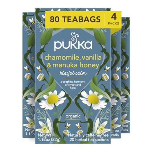 Image 1 of 20 Count (Pack of 4) for the product Pukka Calming Chamomile Vanilla & Manuka Honey Herbal Tea Bags