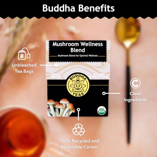 Image 5 of Buddha Teas Organic Mushroom Wellness Blend Herbal Tea 18 Tea Bags