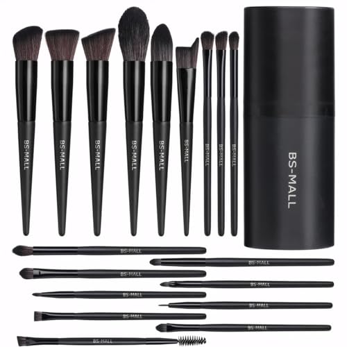 Image 2 of C-Black for the product BS-MALL Makeup Brush Set 18 Pcs Professional Synthetic Brushes with Case
