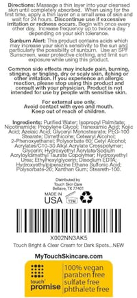 Thumbnail for Image 6 of TOUCH Radiance Cream with Niacinamide, Kojic Acid, Tranexamic Acid & Azelaic Acid ? Brightening Face Cream for Uneven Skin Tone ? 2 oz