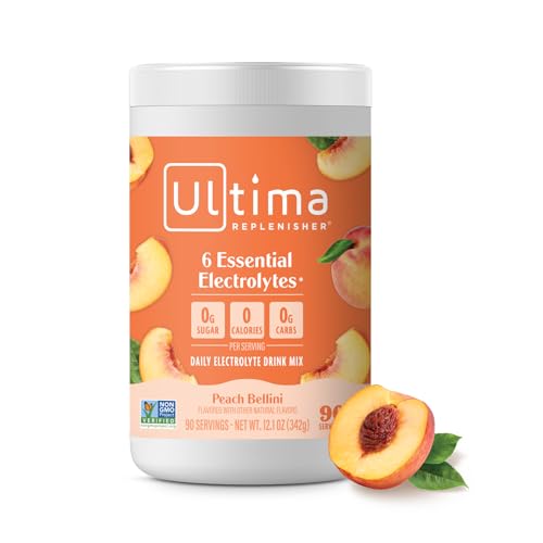 Image 12 of Peach Bellini / 90 servings (Pack of 1) for the product Ultima Replenisher Electrolyte Powder Drink Mix