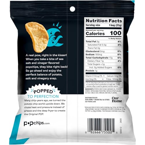Image 2 of popchips Sea Salt & Vinegar Potato Chips 0.8 Oz (Pack of 1)