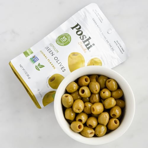 Image 3 of Poshi Green Pitted Olive Snack Packs, Original, 3 oz (Pack of 6)