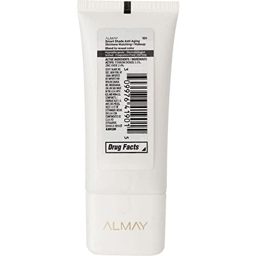 Image 6 of Almay Anti-Aging Foundation, Smart Shade Face Makeup, Medium Coverage, Natural Finish with SPF 20, Hypoallergenic-Fragrance Free, Dermatologist Tested, 100 My Best Light, 1 Oz