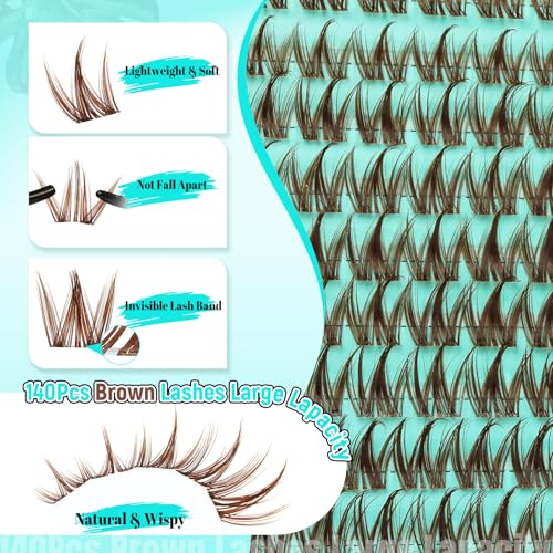 Image 2 of AMZGIRL Brown Lash Clusters C Curl Manga Anime Lashes 10-18mm, Puppy