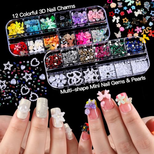 Image 2 of Teenitor Acrylic Nail Kit with Nail Charms Nail Tips Chrome Nail Powder
