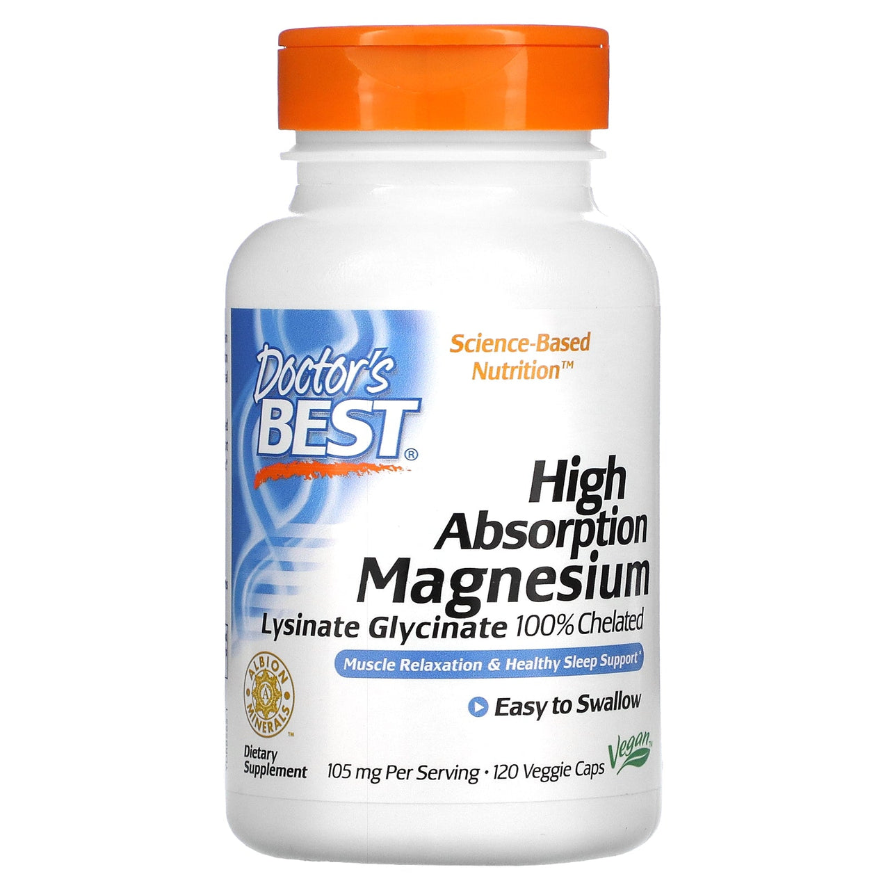 Doctor's Best High Absorption Magnesium Glycinate Lysinate 100% Chelated Tablets