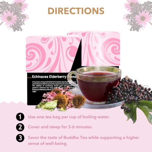 Image 4 of Buddha Teas Organic Echinacea Elderberry Blend Herbal Tea Caffeine Free