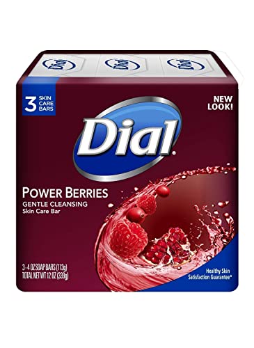Image 1 of raspberry,pomegranate,cranberry / 4 Ounce (Pack of 3) for the product Dial Glycerin Soap Bars with Power Berries, Raspberry, Pomegranate, Cranberry, 12 Oz