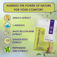 Thumbnail for Image 5 of The Friendly Patch CO. Relief Day Patch - Arnica, White Willow Bark, Saffron & Peppermint for Soreness and discomfort for Women and Men