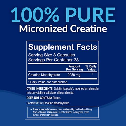 Image 3 of BodyTech Creatine Monohydrate Capsules, Micronized, 2250 MG, 100 Capsules