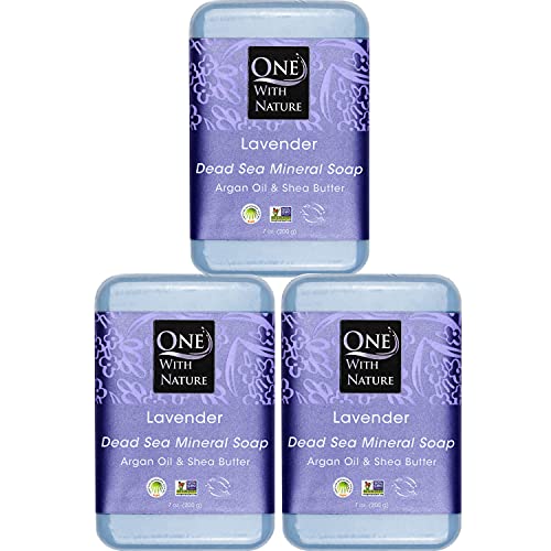 Image 1 of Default Title for the product One With Nature Dead Sea Salt Soap, Lavender Soap Bars, 7 oz, 3 Pack