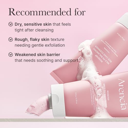 Image 6 of ARENCIA Rosehip Rice Cake Cleanser, pH Balancing Face Wash with Ceramide for Sensitive Skin, 150ml / 5.07 fl oz