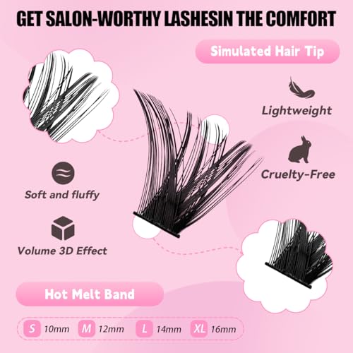 Image 4 of Azenlo Natural Lash Clusters Kit Wispy Eyelash Clusters 120 pcs Cluster Eyelash Extensions C Curl Individual Lashes 10-16 mm Mix Length Natural Look (80D KIT 120 Pcs)
