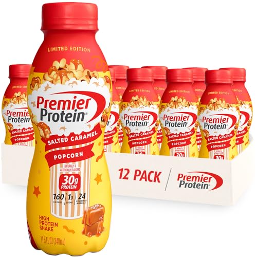 Image 1 of Default Title for the product Premier Protein LIMITED EDITION 30g Shake, Salted Caramel Popcorn, 12 Pack