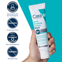 Thumbnail for Image 6 of CeraVe Acne Foaming Cream Wash, 10% Benzoyl Peroxide Facial Cleanser, 5oz