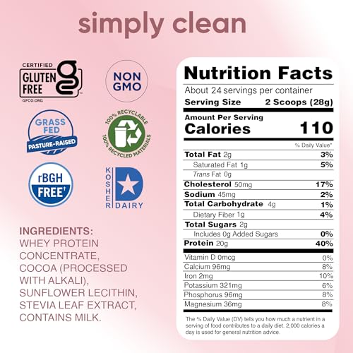Image 3 of simply tera's Pure Whey Protein Powder, Dark Chocolate, Clean Label - 24 Oz