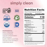 Thumbnail for Image 3 of simply tera's Pure Whey Protein Powder, Dark Chocolate, Clean Label - 24 Oz
