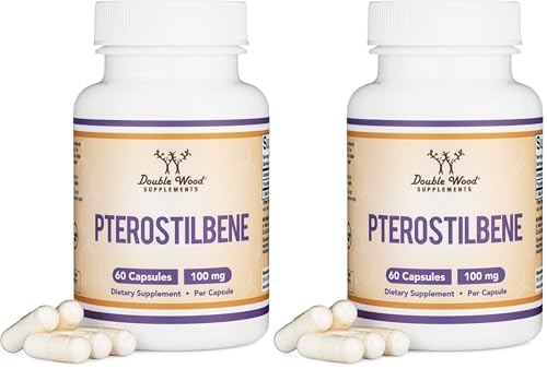 Image 2 of 60 Count (Pack of 2) for the product Double Wood Supplements Pterostilbene 100mg, Potent Antioxidant, Superior to Resveratrol, 60 Caps