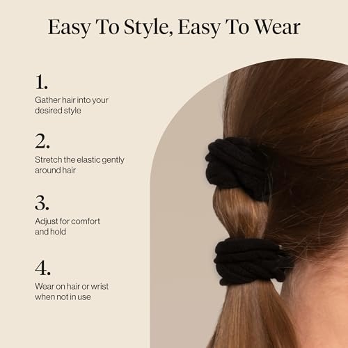 Image 6 of Kitsch Petal Hair Ties No Damage - Black, 10pcs