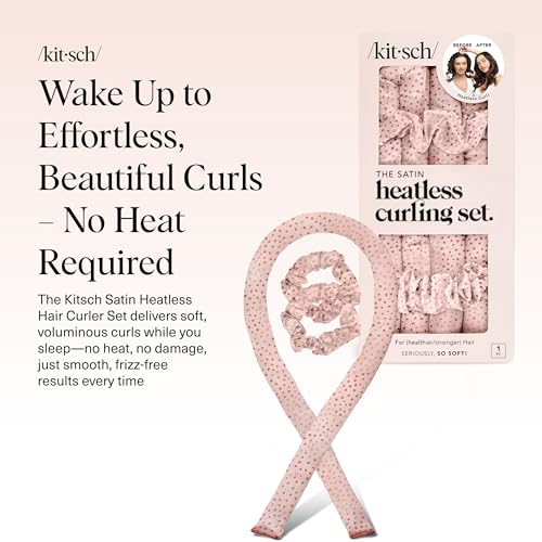 Image 2 of Kitsch Satin Heatless Curls Overnight Set - Micro Dot