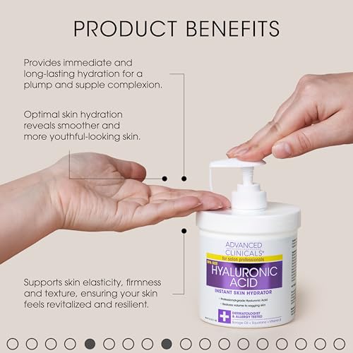 Image 3 of Advanced Clinicals Hyaluronic Acid Hydrating Cream  Hyaluronic Acid Moisturizing Gel Face Mask Set