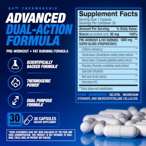 Image 2 of BPI Sports B4 – Extra Strength Natural Fat Burner Capsules 30 Servings 710mg