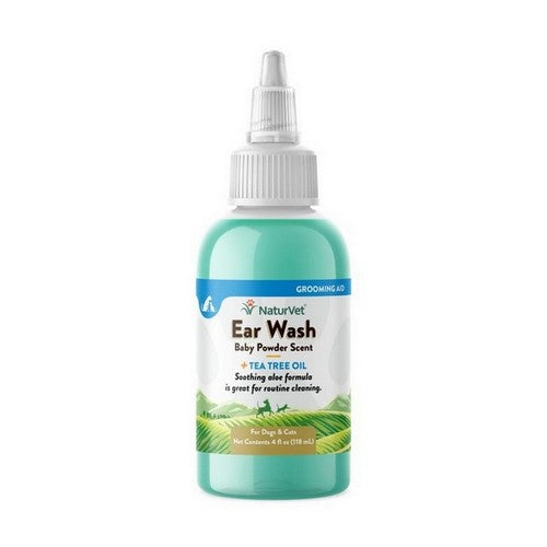 NaturVet Ear Wash with Tea Tree Oil Baby Powder Scent 1 Each /4 Oz by NaturVet