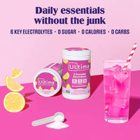 Thumbnail for Image 2 of Ultima Replenisher Electrolyte Powder Drink Mix Bundle ? Sugar Free ? Pink Lemonade, 90 Serving Canister and 20 Stickpacks ? 6 Electrolytes and Minerals ? Keto Friendly, Vegan, Non-GMO