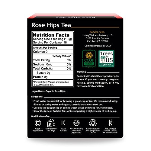 Image 2 of Buddha Teas Organic Rose Hips Tea - Herbal Tea, Caffeine Free