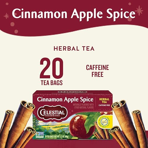 Image 2 of Celestial Seasonings Cinnamon Apple Spice Herbal Tea, Caffeine Free, 20 Tea Bags Box (Pack of 6)